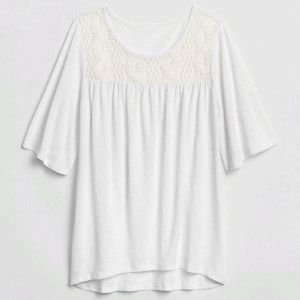 Gap White Lace Linen Blend Tunic Top XS